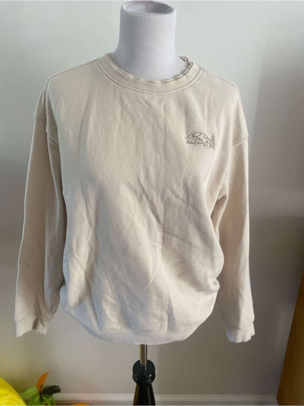 Goodfellow & Co Cream Mountain Embroidered Crewneck Sweatshirt